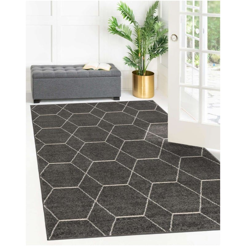 Tapete Enrejado Geométrico en Gris Obscuro