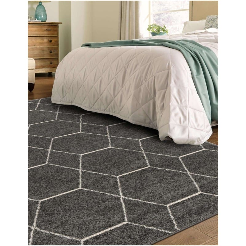 Tapete Enrejado Geométrico en Gris Obscuro