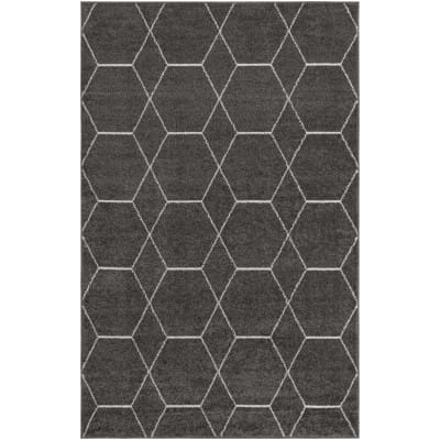 Tapete Enrejado Geométrico en Gris Obscuro