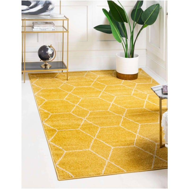 Tapete Enrejado Geométrico en Amarillo
