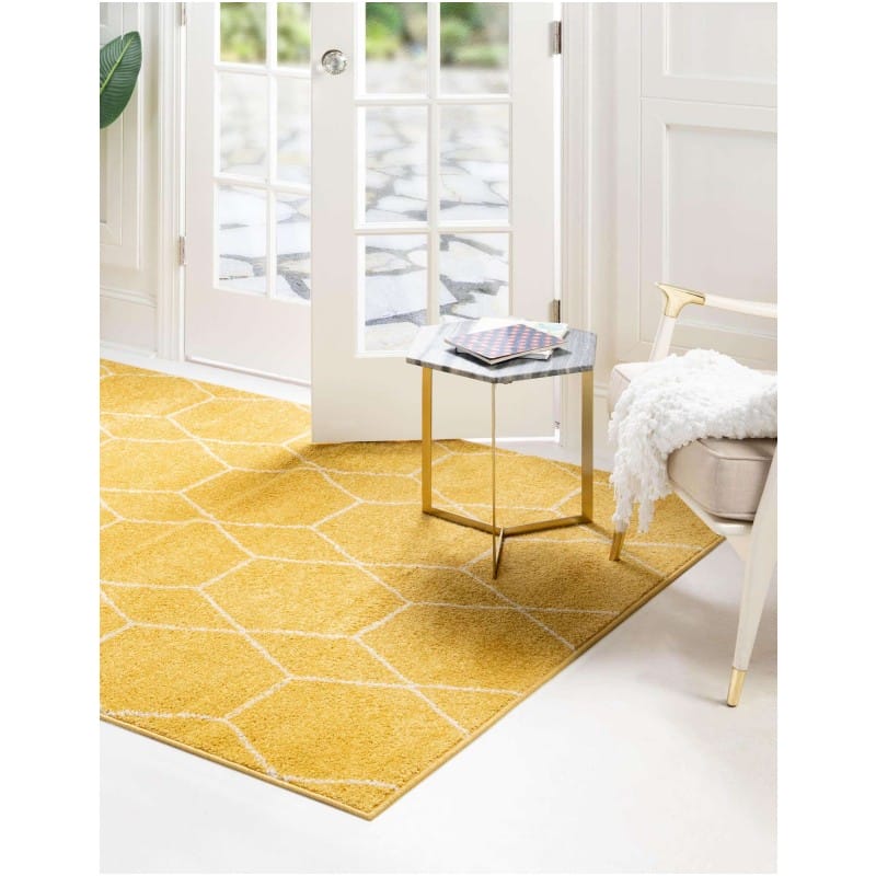 Tapete Enrejado Geométrico en Amarillo