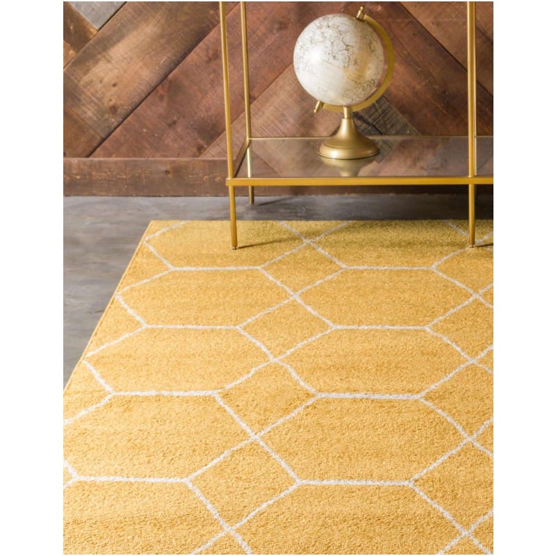 Tapete Enrejado Geométrico en Amarillo