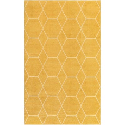 Tapete Enrejado Geométrico en Amarillo