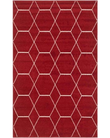 Tapete Enrejado Geométrico en Rojo