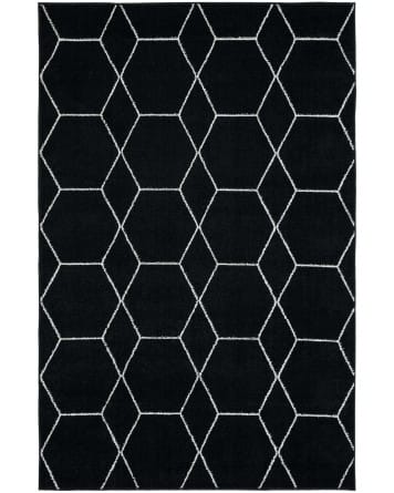 Tapete Enrejado Geométrico en Negro