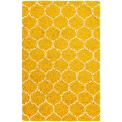 Tapete Shaggy Enrejado en Amarillo