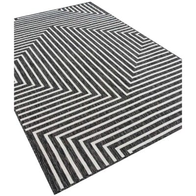 Tapete Moderno Exterior Negro y Blanco de Ejes Rectos