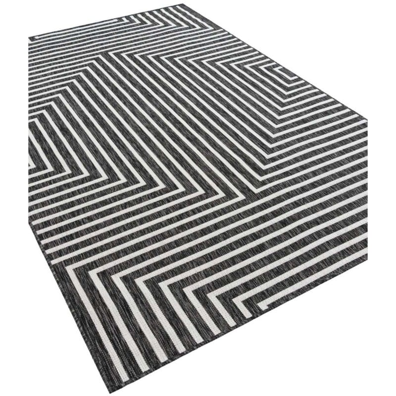 Tapete Moderno Exterior Negro y Blanco de Ejes Rectos