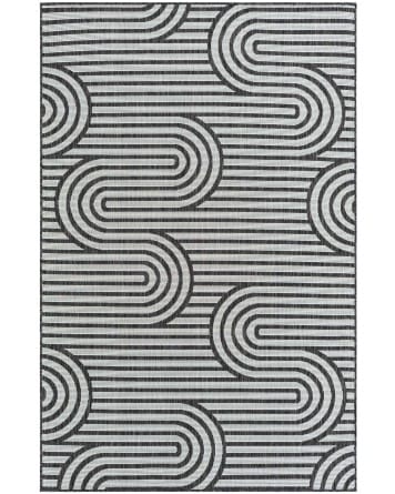 Tapete Moderno Exterior Blanco y Negro de Curvas Entrelazadas