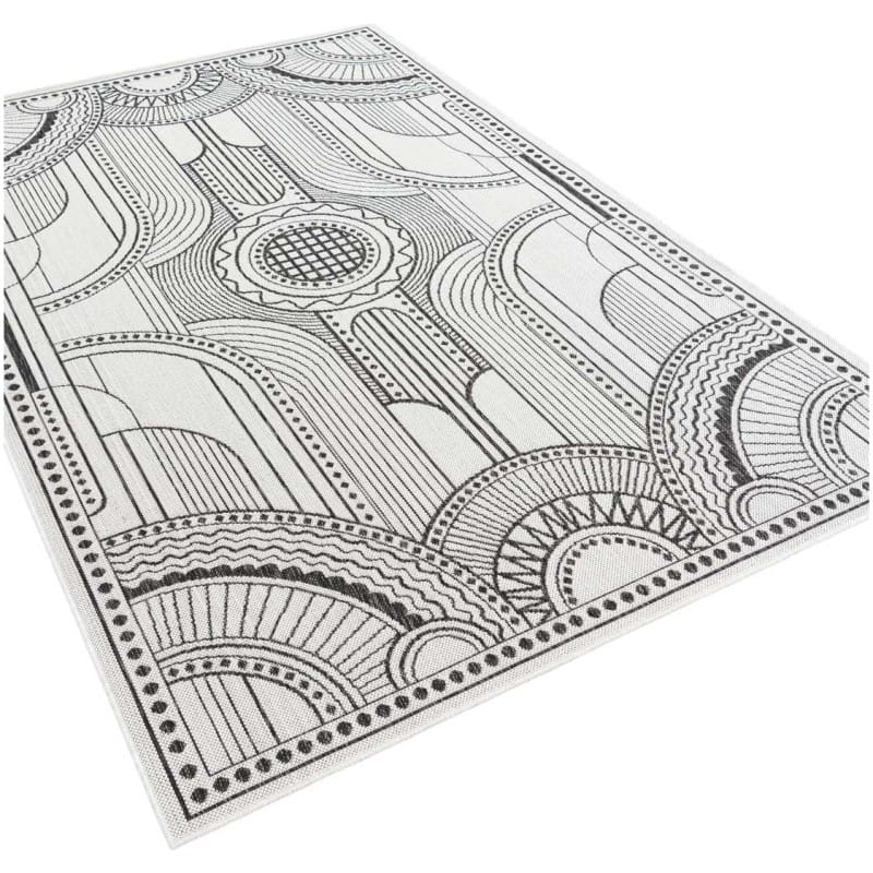 Tapete Moderno Exterior Blanco y Negro Art Deco