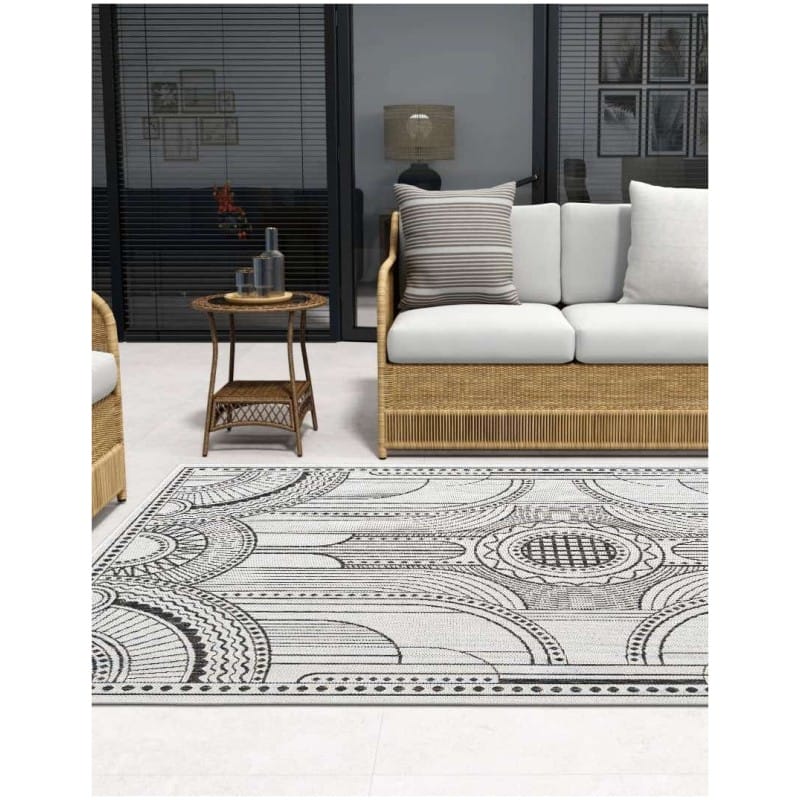 Tapete Moderno Exterior Blanco y Negro Art Deco