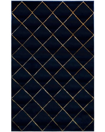 Tapete Anna Enrejado Azul y Oro