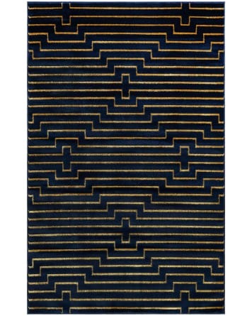 Tapete Anna de Lineas Azul y Oro