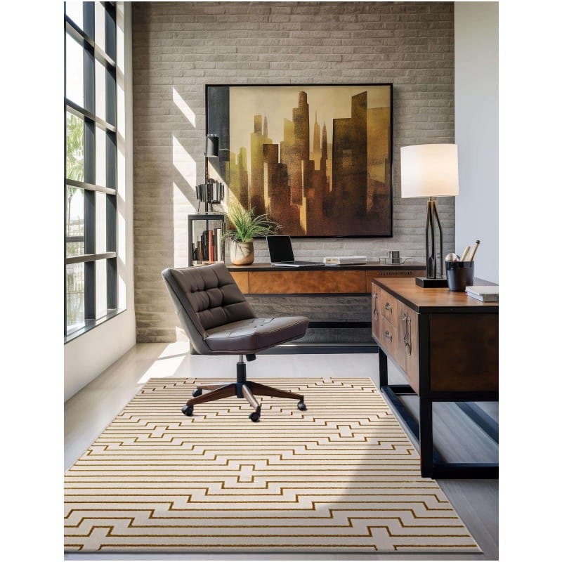 Tapete Anna de Lineas Blanco y Oro