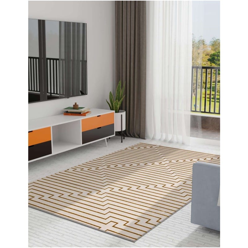 Tapete Anna de Lineas Blanco y Oro