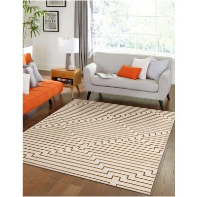 Tapete Anna de Lineas Blanco y Oro