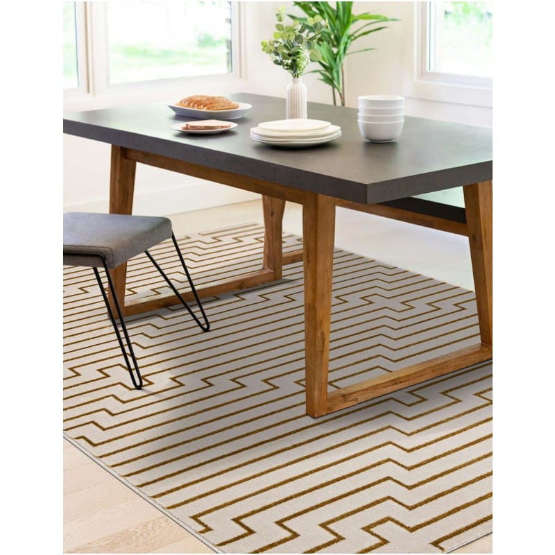 Tapete Anna de Lineas Blanco y Oro