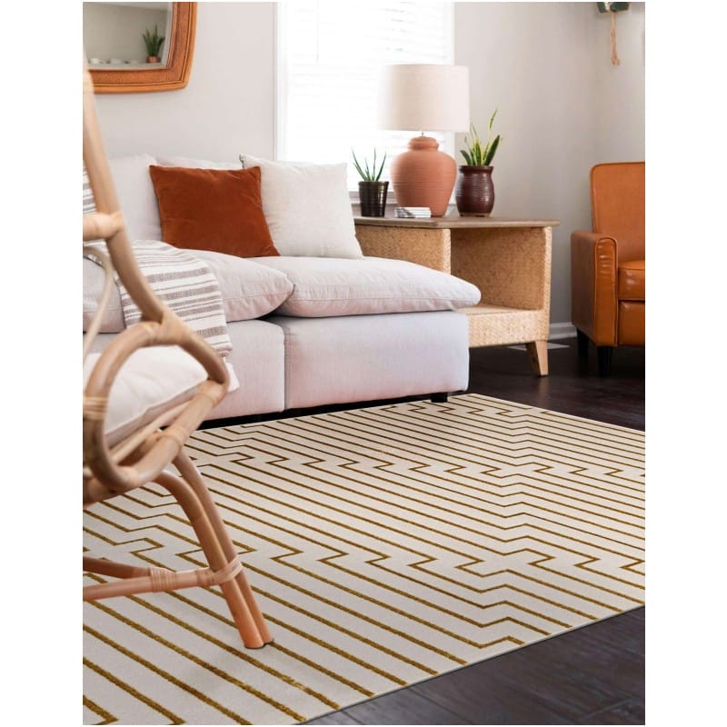 Tapete Anna de Lineas Blanco y Oro