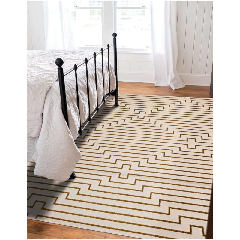 Tapete Anna de Lineas Blanco y Oro