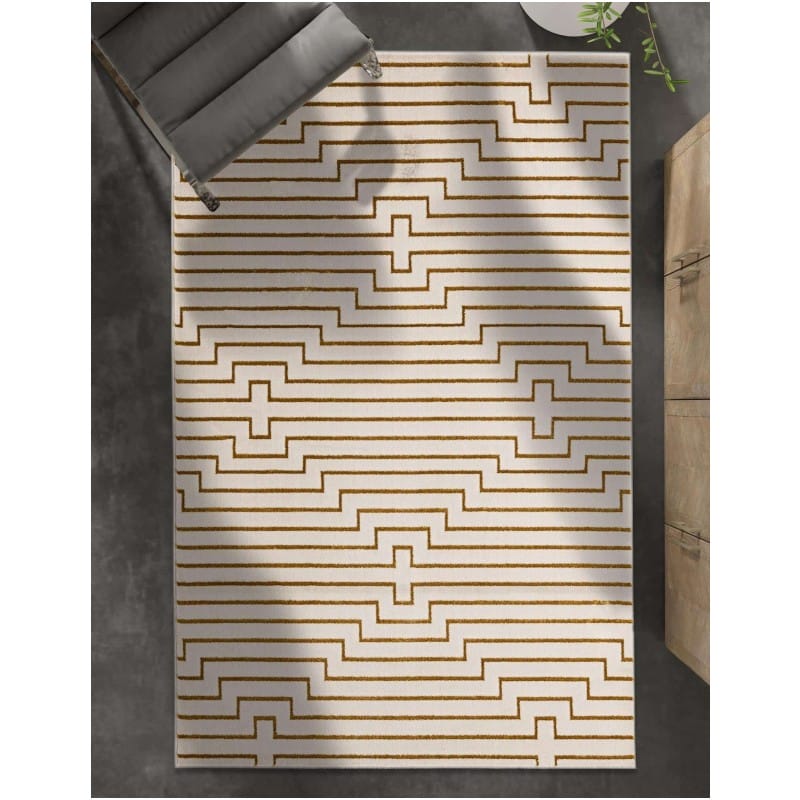 Tapete Anna de Lineas Blanco y Oro