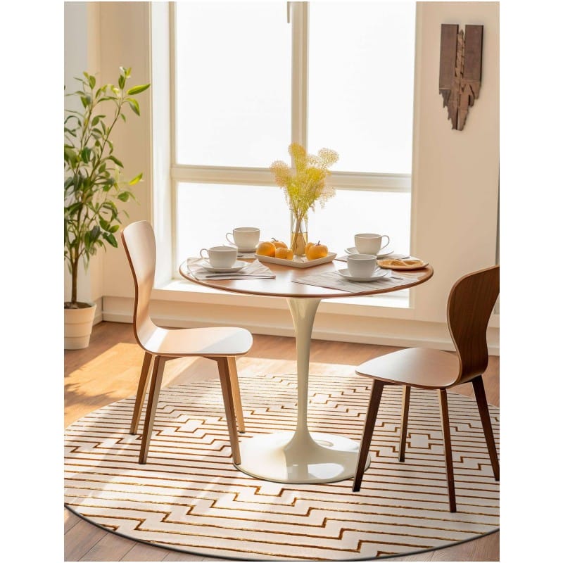 Tapete Anna de Lineas Blanco y Oro