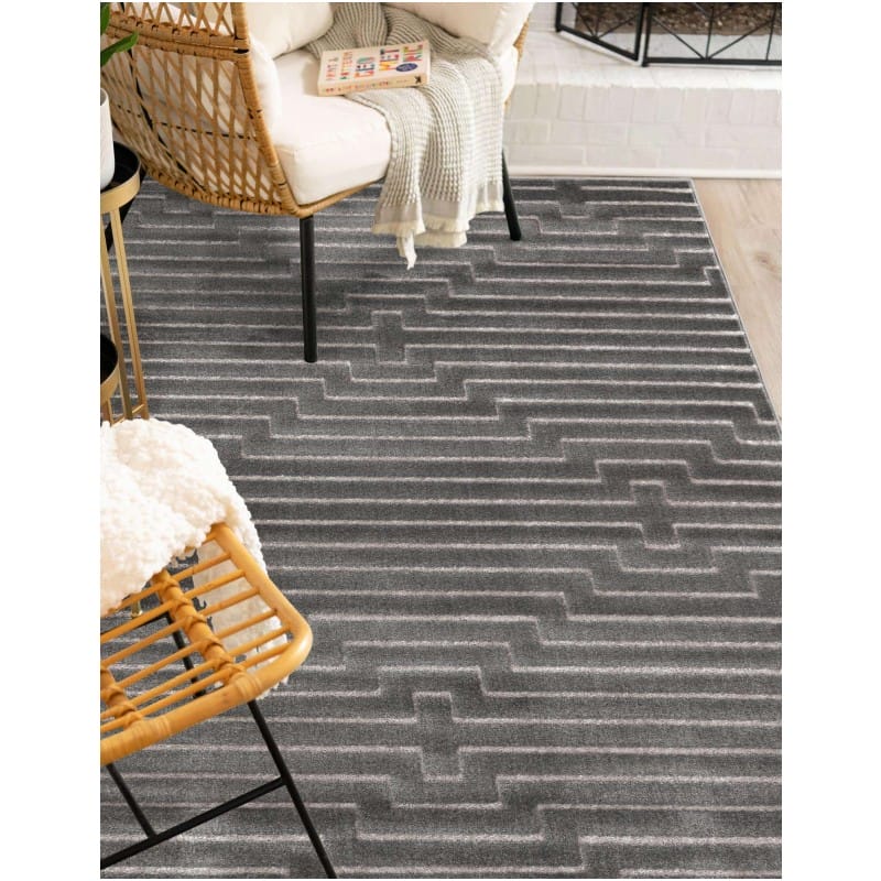 Tapete Anna de Lineas Gris y Plata