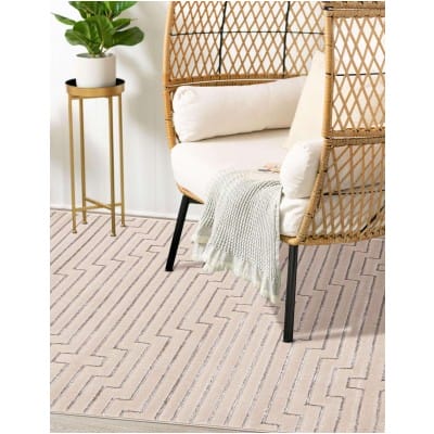 Tapete Anna de Lineas Blanco y Plata