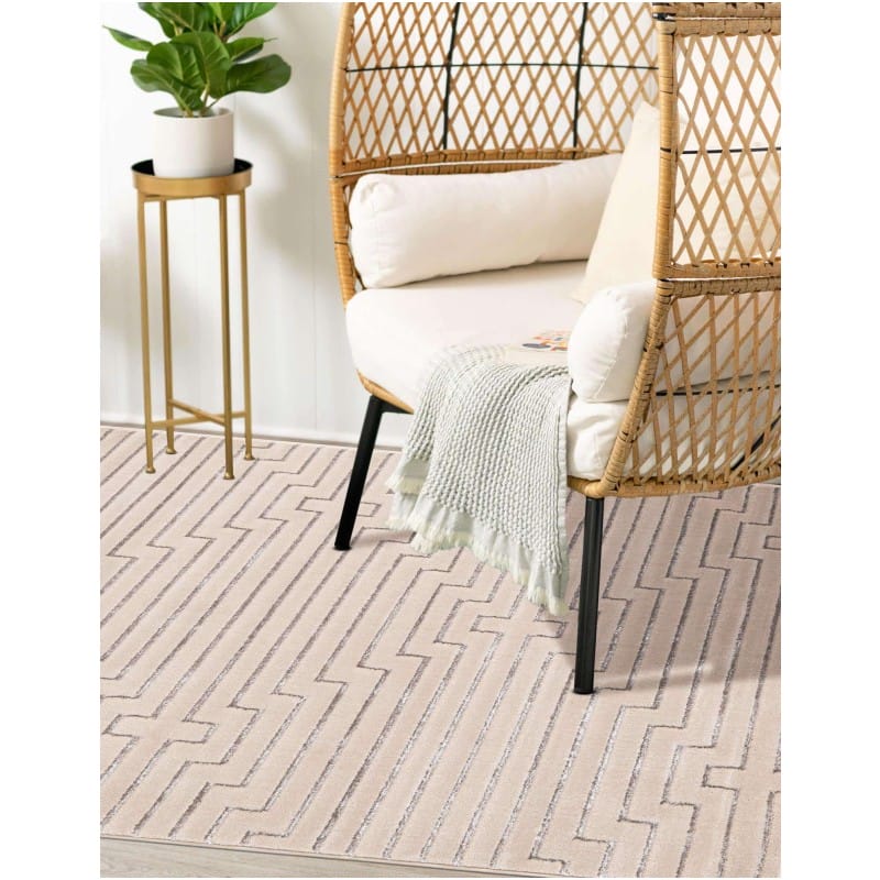 Tapete Anna de Lineas Blanco y Plata