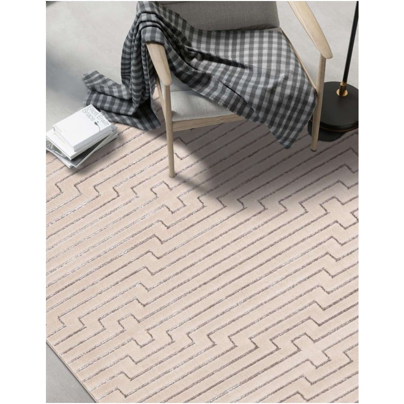 Tapete Anna de Lineas Blanco y Plata