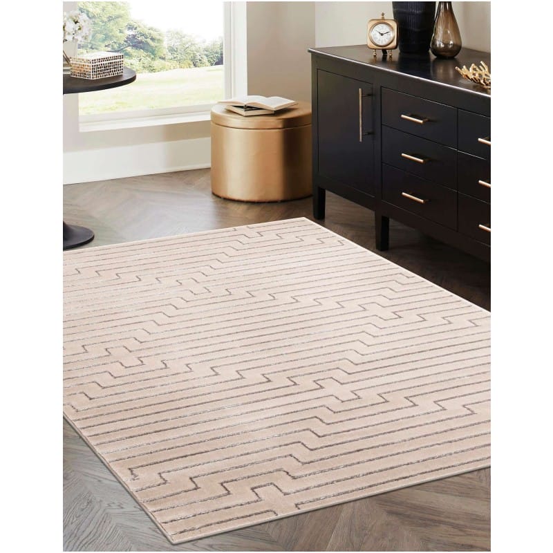 Tapete Anna de Lineas Blanco y Plata