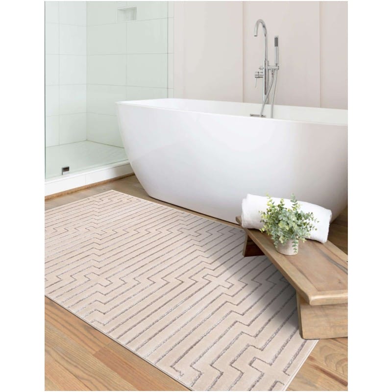 Tapete Anna de Lineas Blanco y Plata