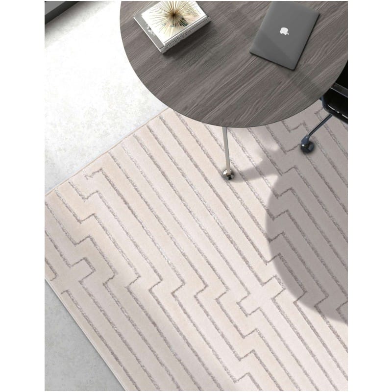 Tapete Anna de Lineas Blanco y Plata