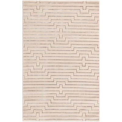 Tapete Anna de Lineas Blanco y Plata