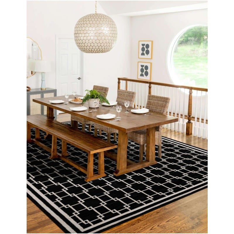 Tapete Christie Enrejado Cuadrado en Negro