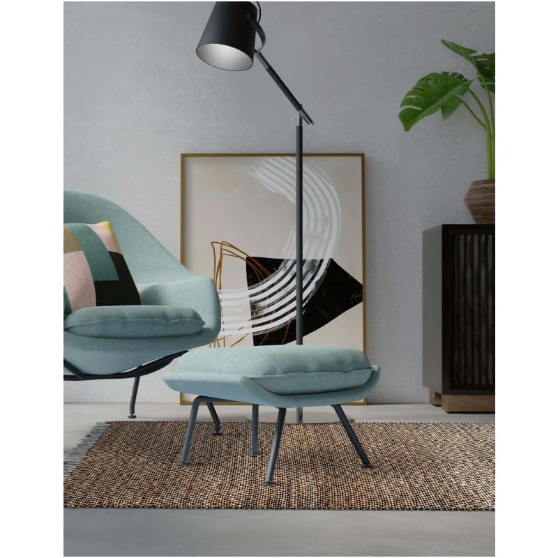 Tapete de Algodón y Yute de Rombos en Negro y Natural