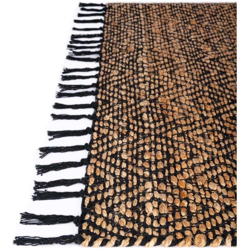 Tapete de Algodón y Yute de Rombos en Negro y Natural