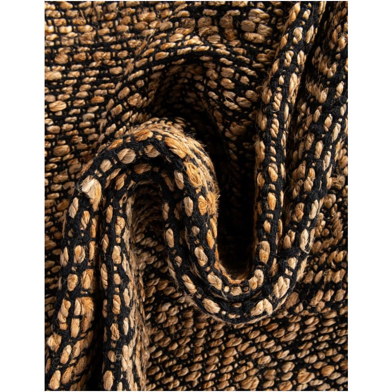 Tapete de Algodón y Yute de Rombos en Negro y Natural