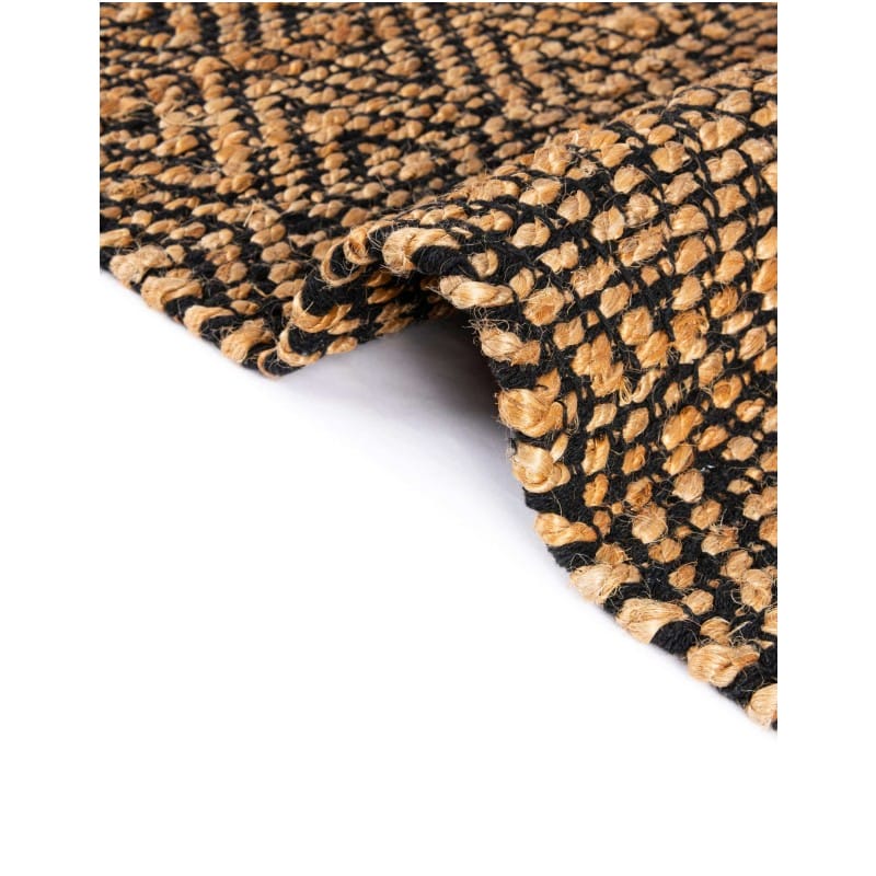 Tapete de Algodón y Yute de Rombos en Negro y Natural