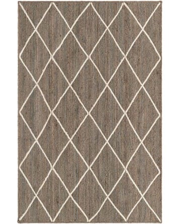 Tapete Trenzado de Yute con Rombos en Gris