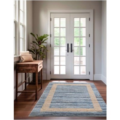 Tapete Borde Mezclado en Azul y Natural