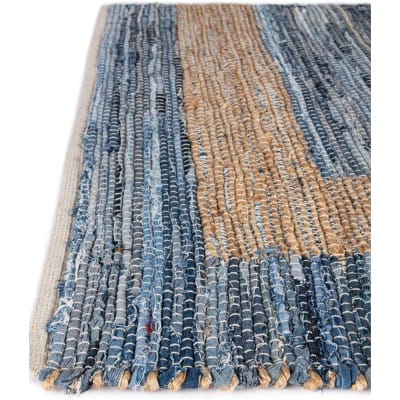 Tapete Borde Mezclado en Azul y Natural