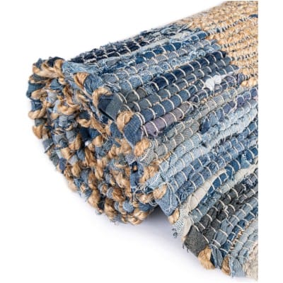 Tapete Borde Mezclado en Azul y Natural