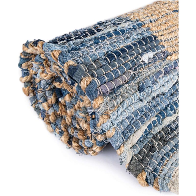 Tapete Borde Mezclado en Azul y Natural