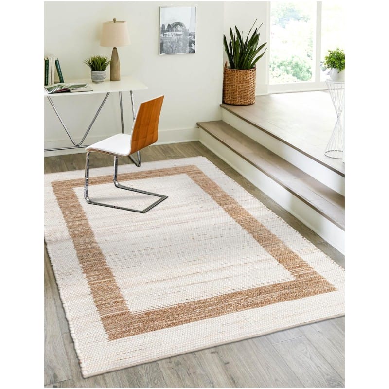 Tapete Borde Mezclado en Blanco y Natural