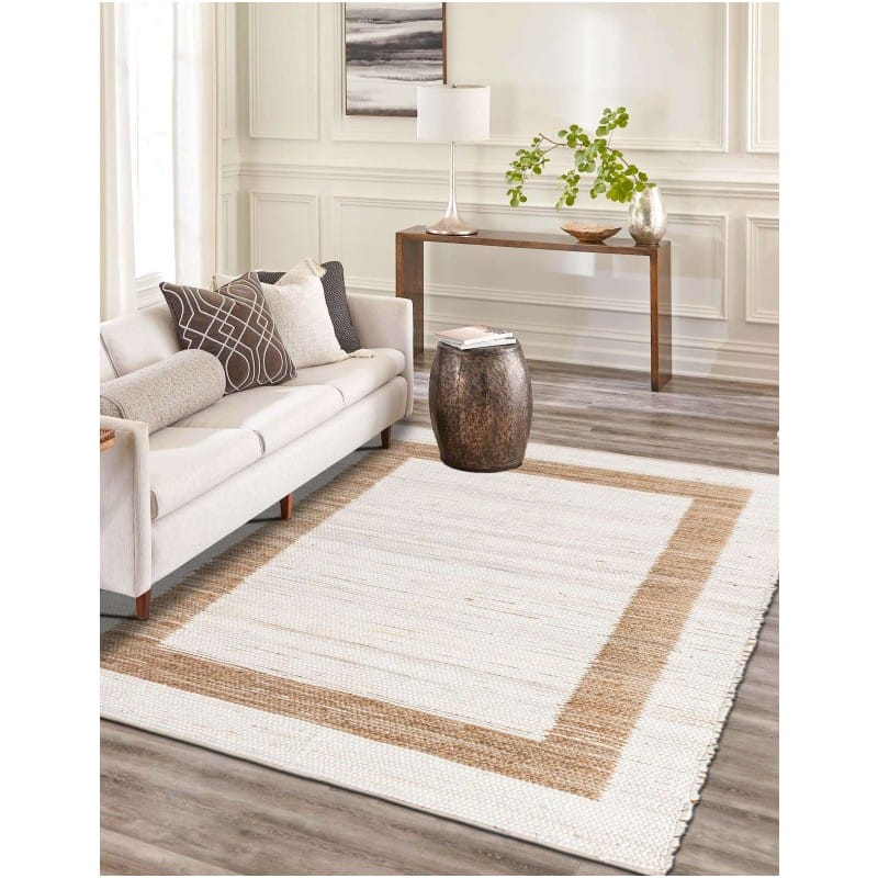 Tapete Borde Mezclado en Blanco y Natural