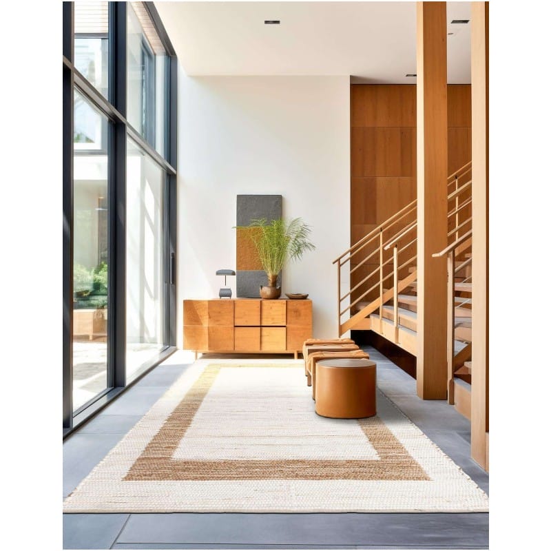 Tapete Borde Mezclado en Blanco y Natural