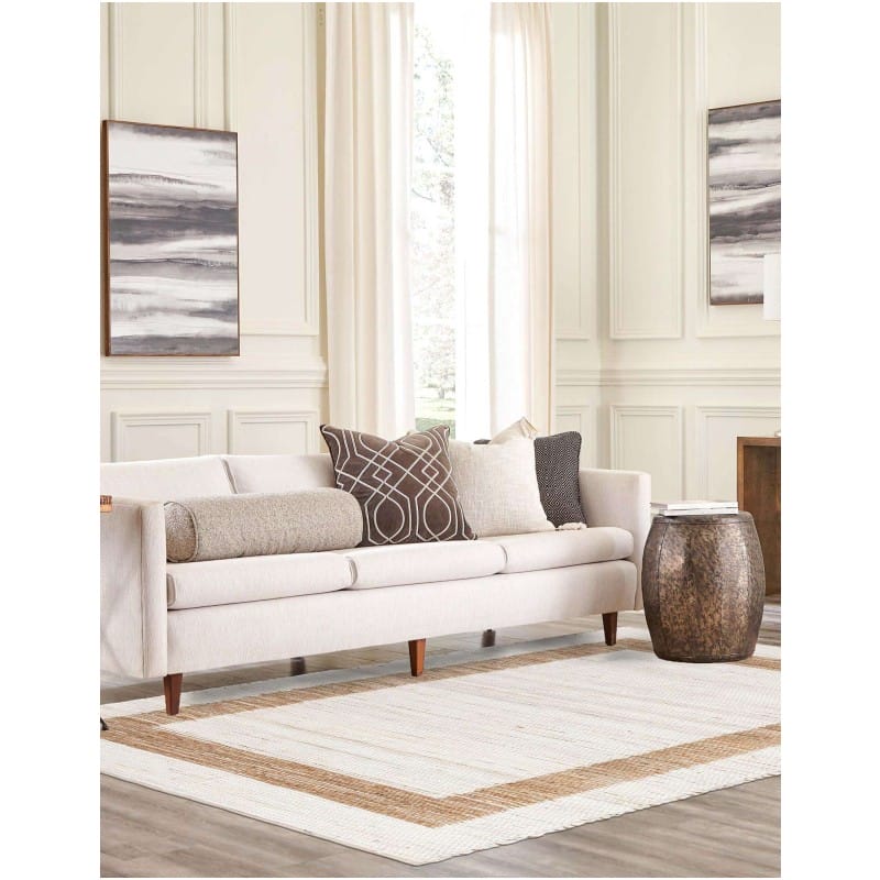 Tapete Borde Mezclado en Blanco y Natural