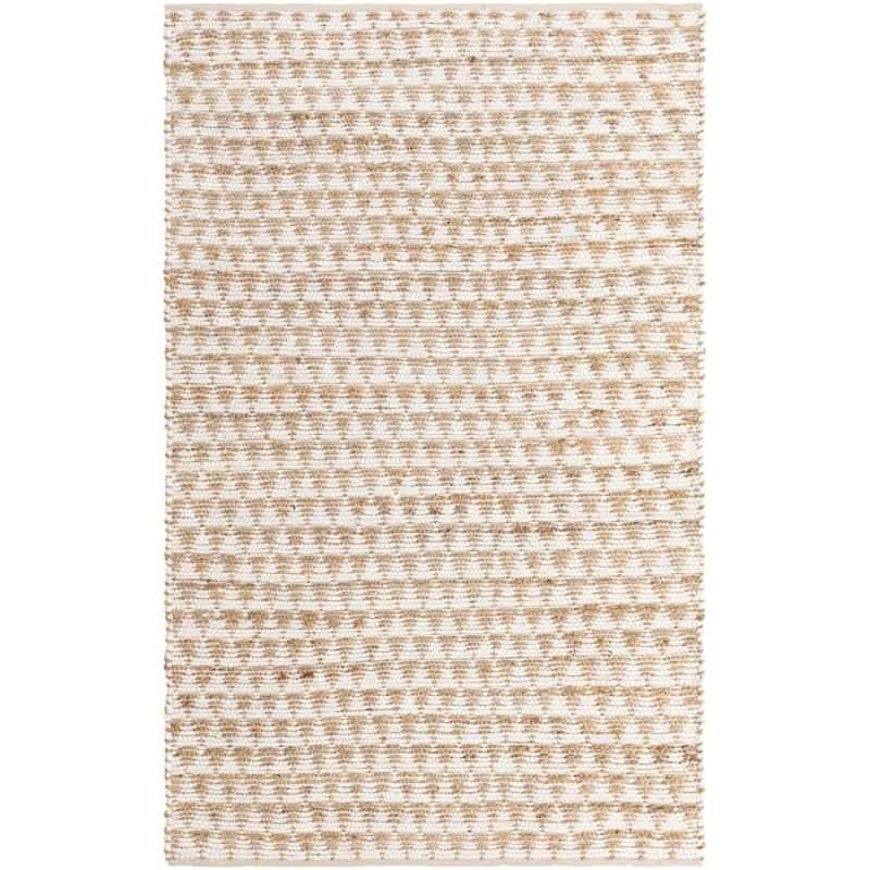 Tapete Trenzado Natural en Triangulos Blancos y Natural