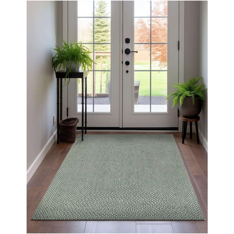 Tapete de Yute Trenzado Escoces en Verde