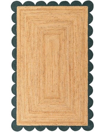 3210902_main Tapete Trenzado de Yute con Orilla Ornamental en Natural y Verde